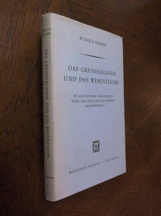 Item #24064 Das Grundlegende und das Wesentliche: Zu Aristoteles' Abhandlung "Uber Das Sein und...